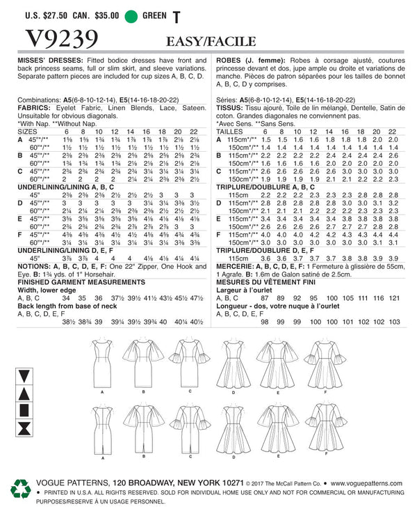 Vogue Dress Sewing Pattern V9239
