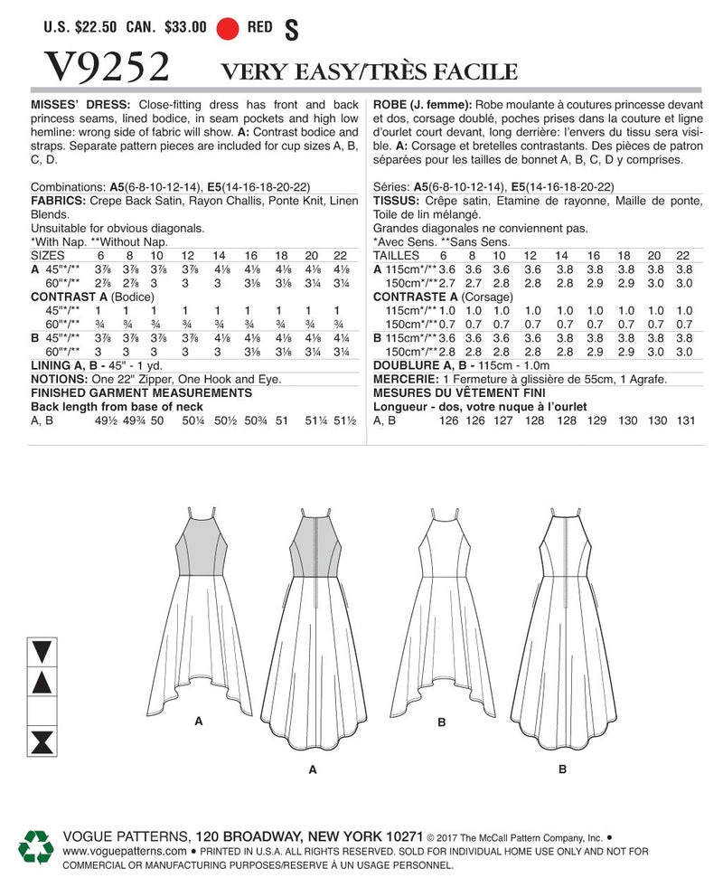 Vogue Dress Sewing Pattern V9252