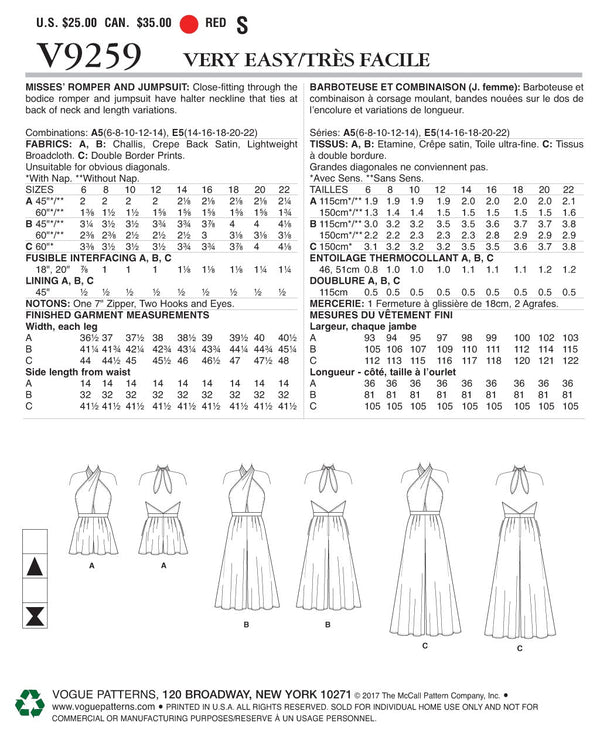Vogue Casual Sewing Pattern V9259