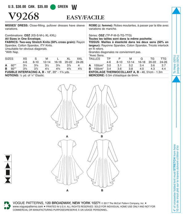Vogue Misses Dress Sewing Pattern V9268OS