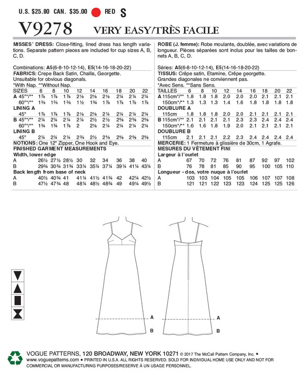Vogue Dress Sewing Pattern V9278