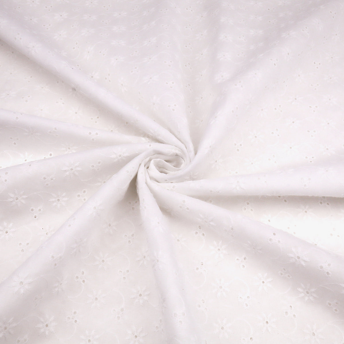 Valerie White Eyelet Cotton Embroidery Dressmaking Fabric - Blossom Vine