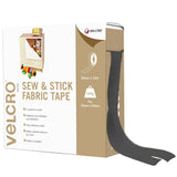 VELCRO® Brand Sew & Stick Tape | Hook & Loop Fastener | Dual-Use for Fabric & Hard Surfaces - 20mm Wide Black