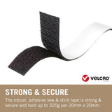 VELCRO® Brand Sew & Stick Tape | Hook & Loop Fastener | Dual-Use for Fabric & Hard Surfaces - 20mm Wide Black