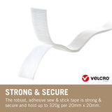 VELCRO® Brand Sew & Stick Tape | Hook & Loop Fastener | Dual-Use for Fabric & Hard Surfaces - 20mm Wide White