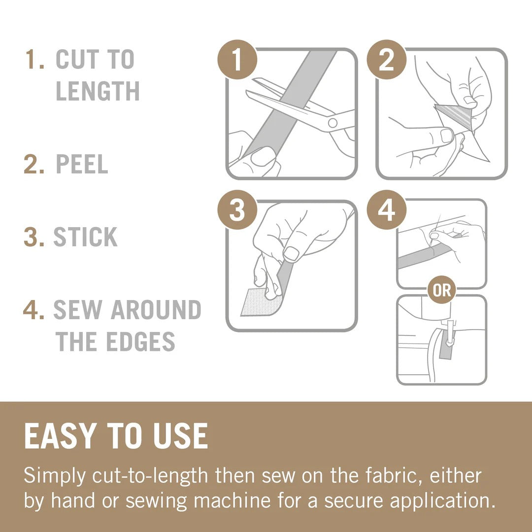 VELCRO® Brand Sew & Stick Tape | Hook & Loop Fastener | Dual-Use for Fabric & Hard Surfaces - 20mm Wide White