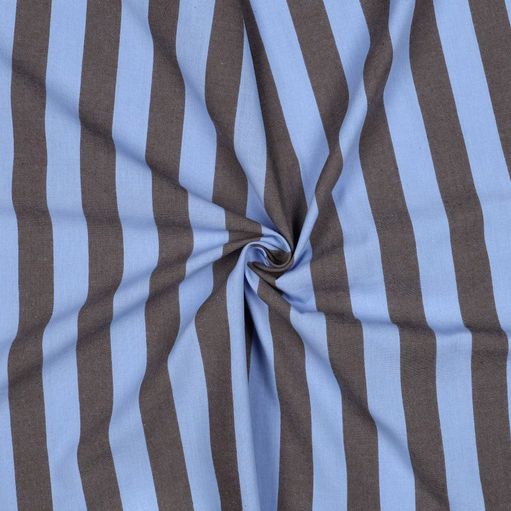 Verona Striped Yarn-Dyed Cotton Dressmaking Fabric - Blue & Brown