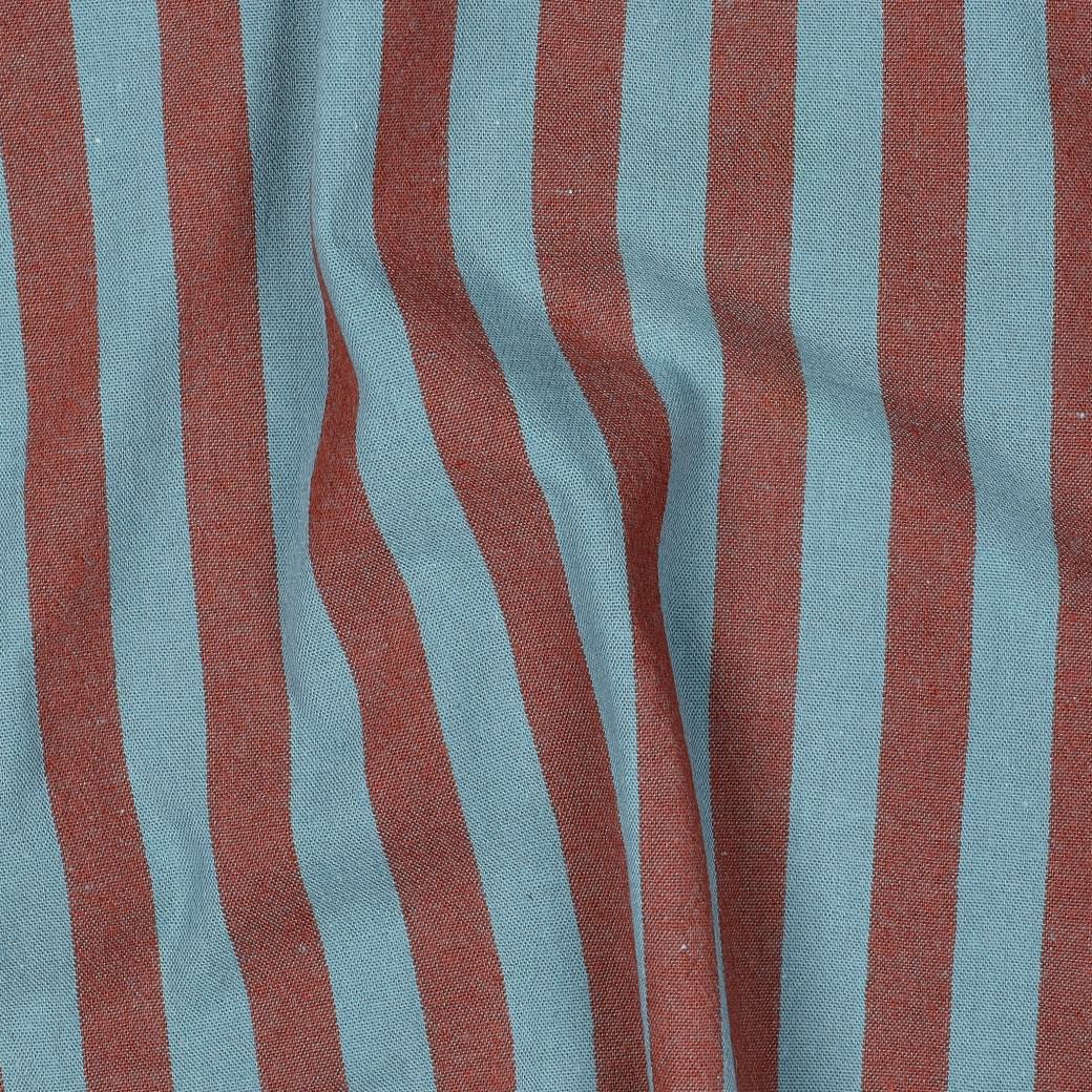 Verona Striped Yarn-Dyed Cotton Dressmaking Fabric - Teal & Brown