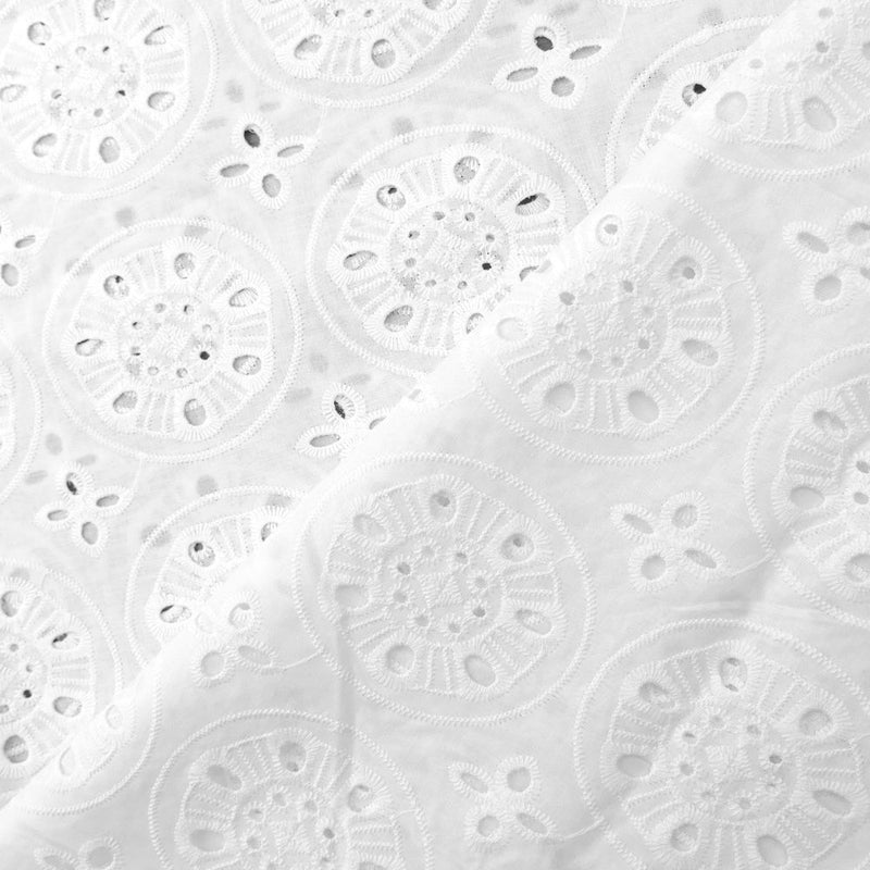 White Broderie Anglaise Pure Cotton - African Circle