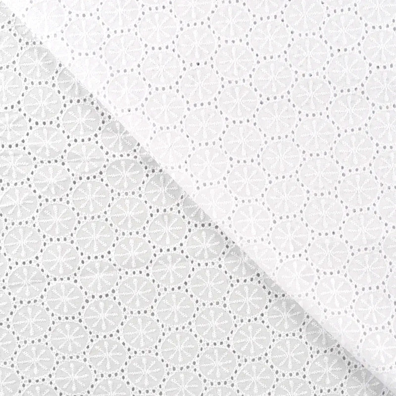 White Broderie Anglaise Pure Cotton - Circle