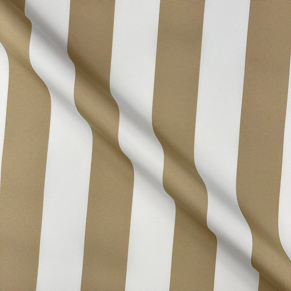 Whitesands Stripe Waterproof Outdoor Garden Upholstery Canvas Fabric - Beige & White