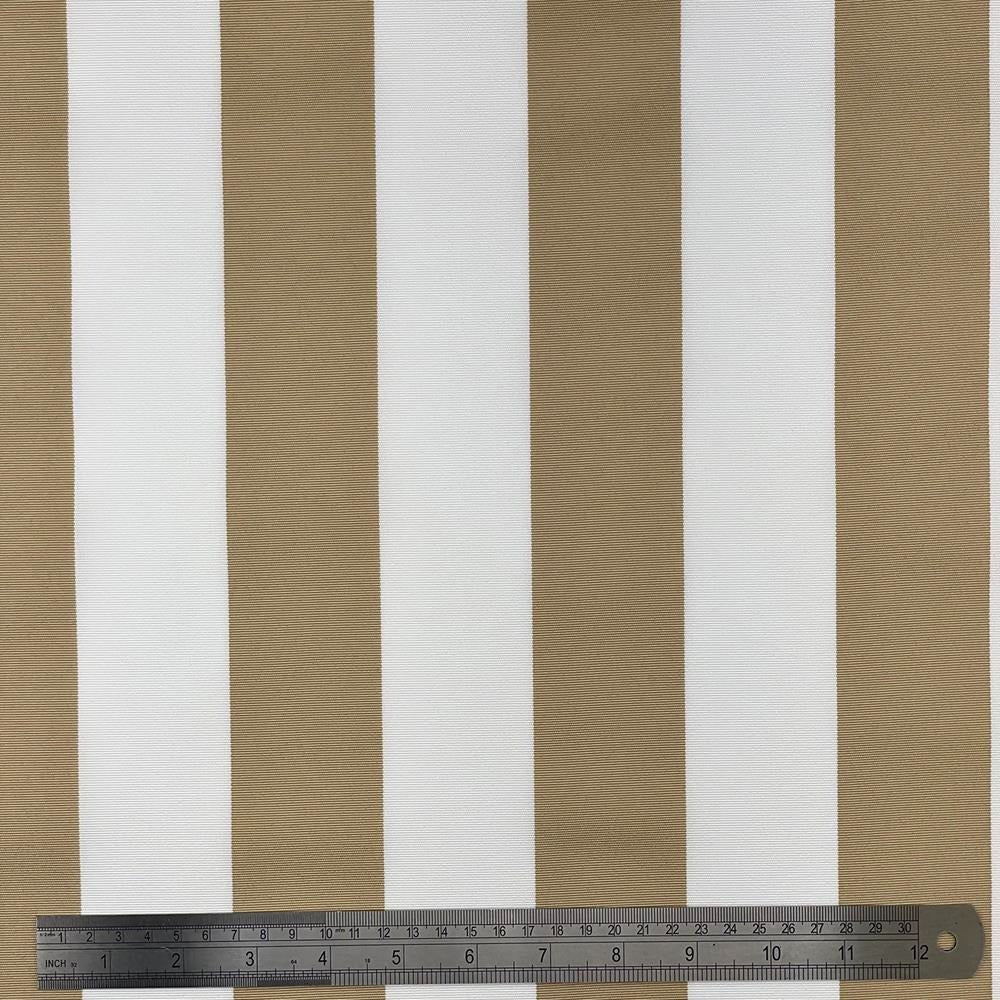 Whitesands Stripe Waterproof Outdoor Garden Upholstery Canvas Fabric - Beige & White