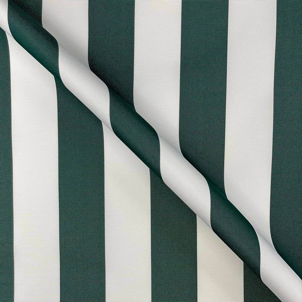 Whitesands Stripe Waterproof Weatherproof Outdoor Garden Upholstery Canvas Fabric - Bottle Green & White