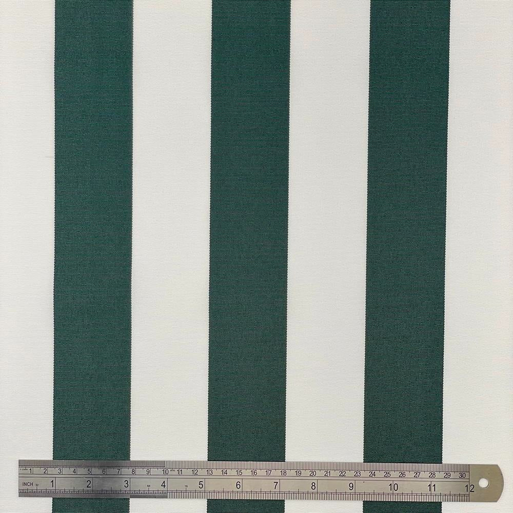 Whitesands Stripe Waterproof Weatherproof Outdoor Garden Upholstery Canvas Fabric - Bottle Green & White
