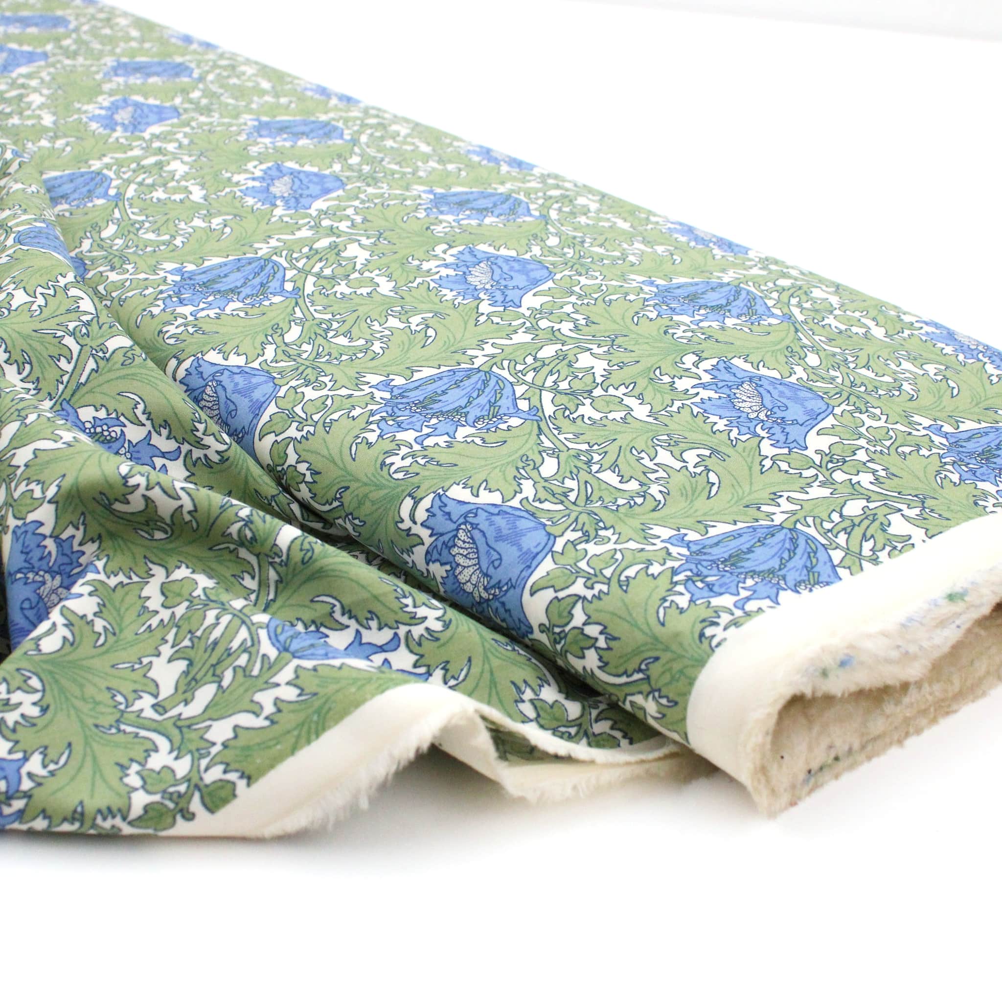 William Morris Pima Cotton Lawn Anemone Green Lullabee Fabrics