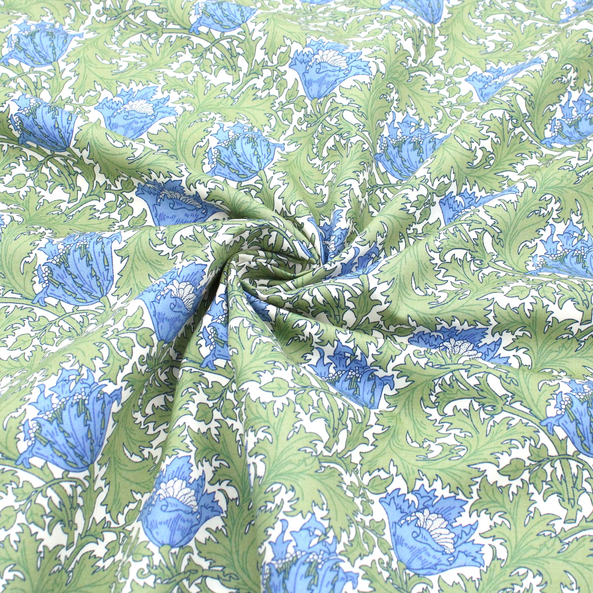 William Morris Pima Cotton Lawn Anemone Green Lullabee Fabrics