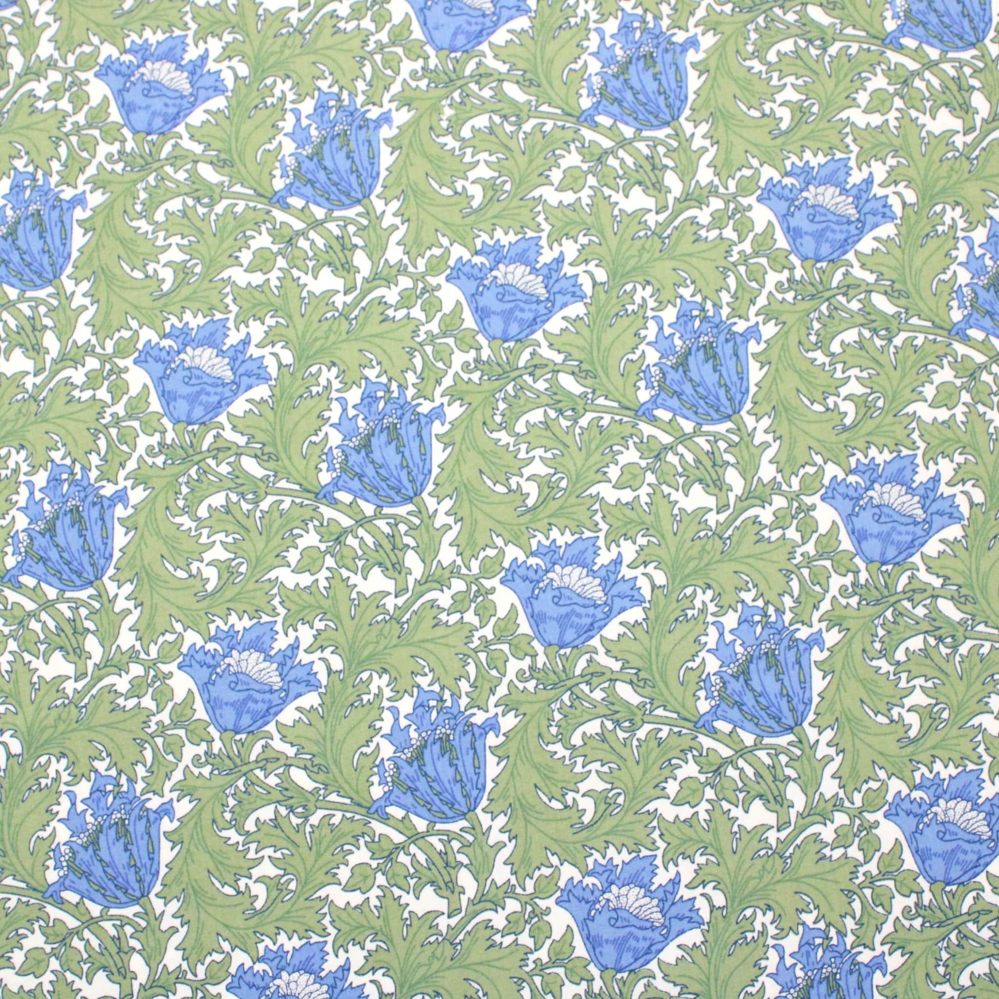 William Morris Pima Cotton Lawn Anemone Green Lullabee Fabrics