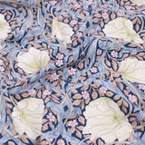 William Morris Viscose Challis Dressmaking Fabric - Pimpernel Blue Willow