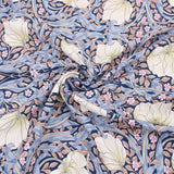 William Morris Viscose Challis Dressmaking Fabric - Pimpernel Blue Willow