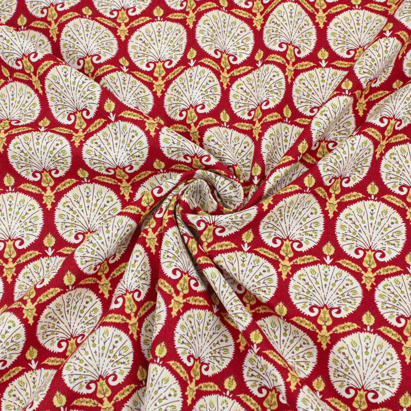 William Morris Fans Pima Cotton Lawn - Crimson Red