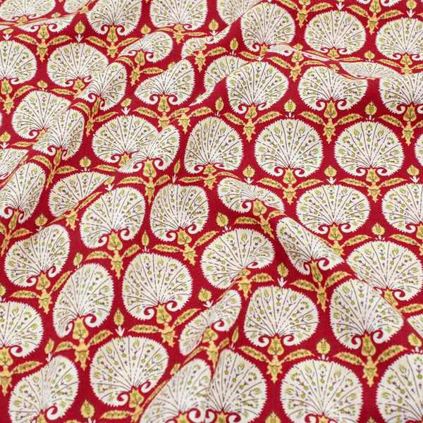 William Morris Fans Pima Cotton Lawn - Crimson Red