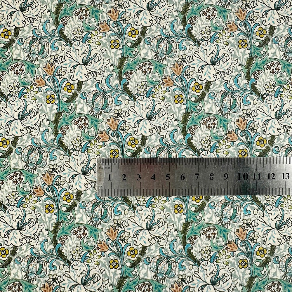 William Morris Percale 100% Cotton Quilting Dressmaking Craft Fabric  - Golden Lily Opalite