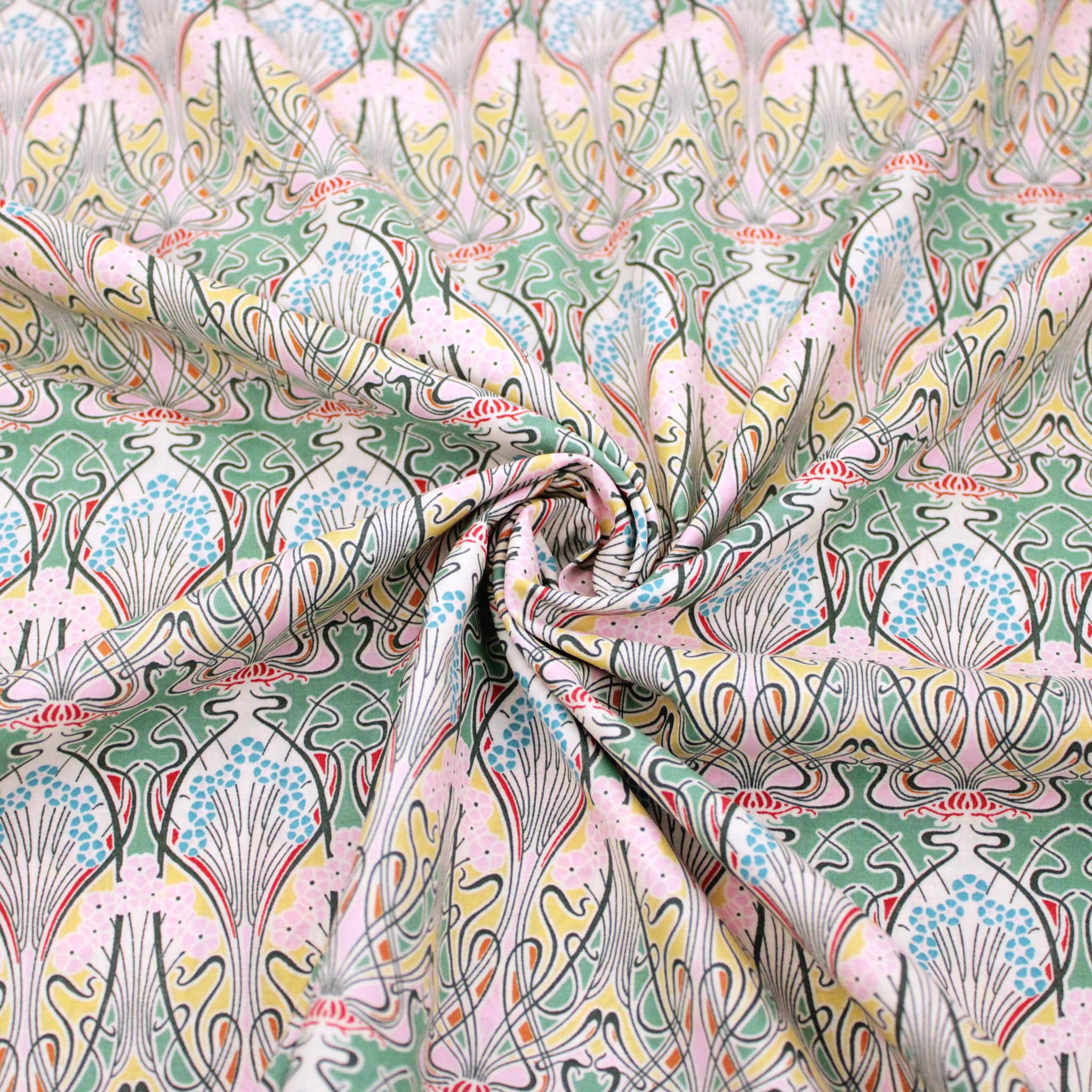 William Morris Pima Cotton Lawn Green Art Nouveau Lullabee Fabrics