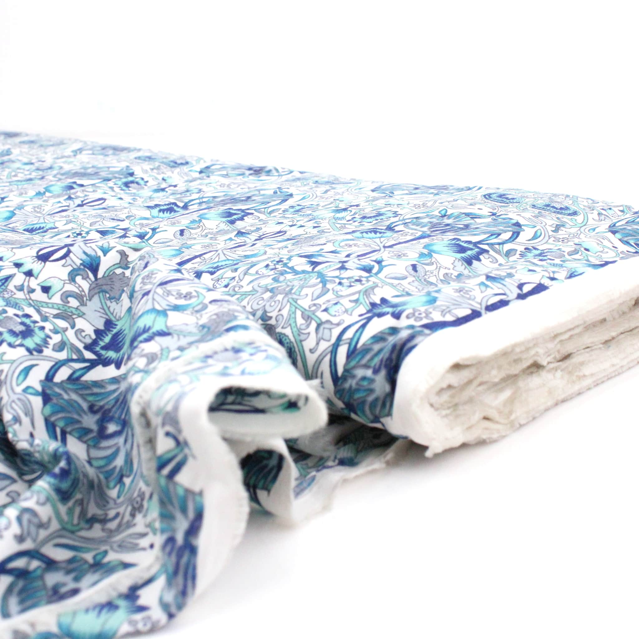 William Morris Pima Cotton Lawn Lodden Teal Lullabee Fabrics