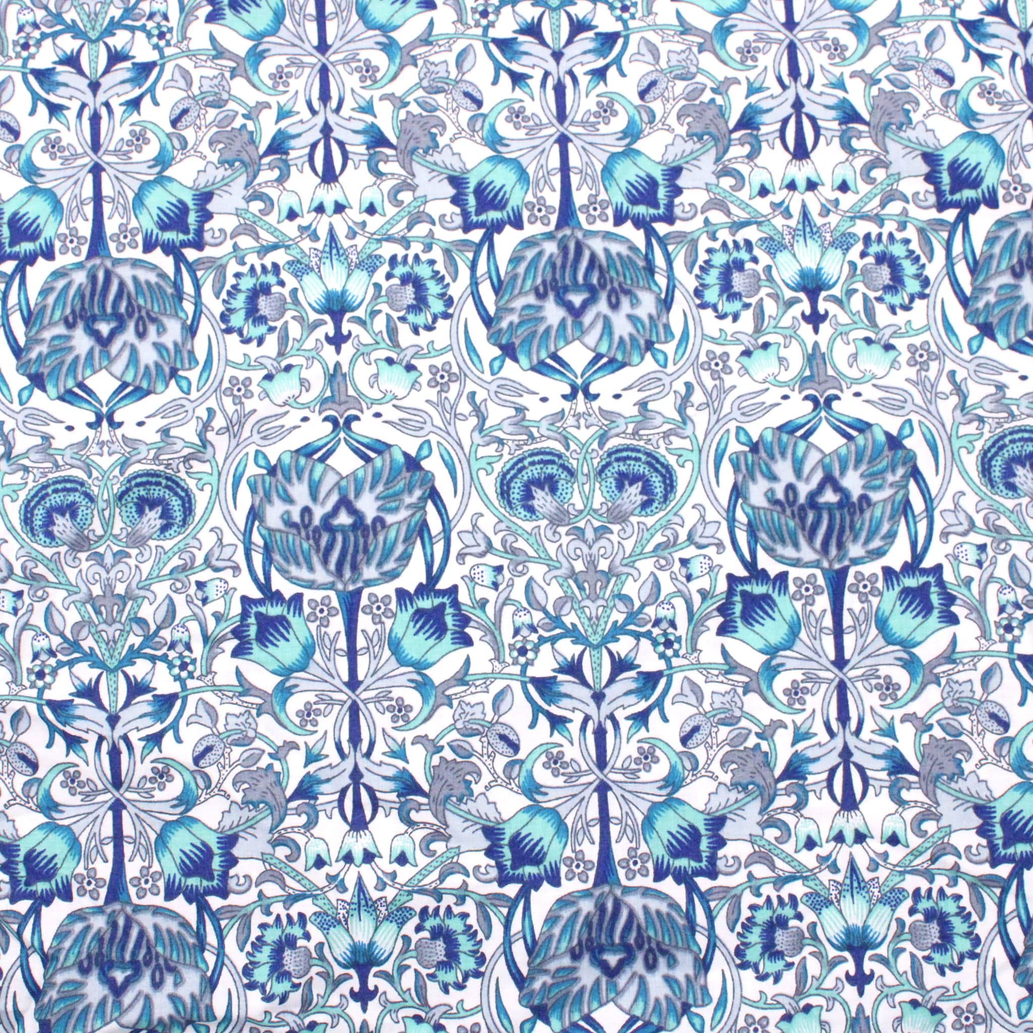 William Morris Pima Cotton Lawn Lodden Teal Lullabee Fabrics