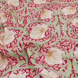 William Morris Viscose Challis Dressmaking Fabric - Pimpernel Red Willow