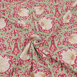 William Morris Viscose Challis Dressmaking Fabric - Pimpernel Red Willow