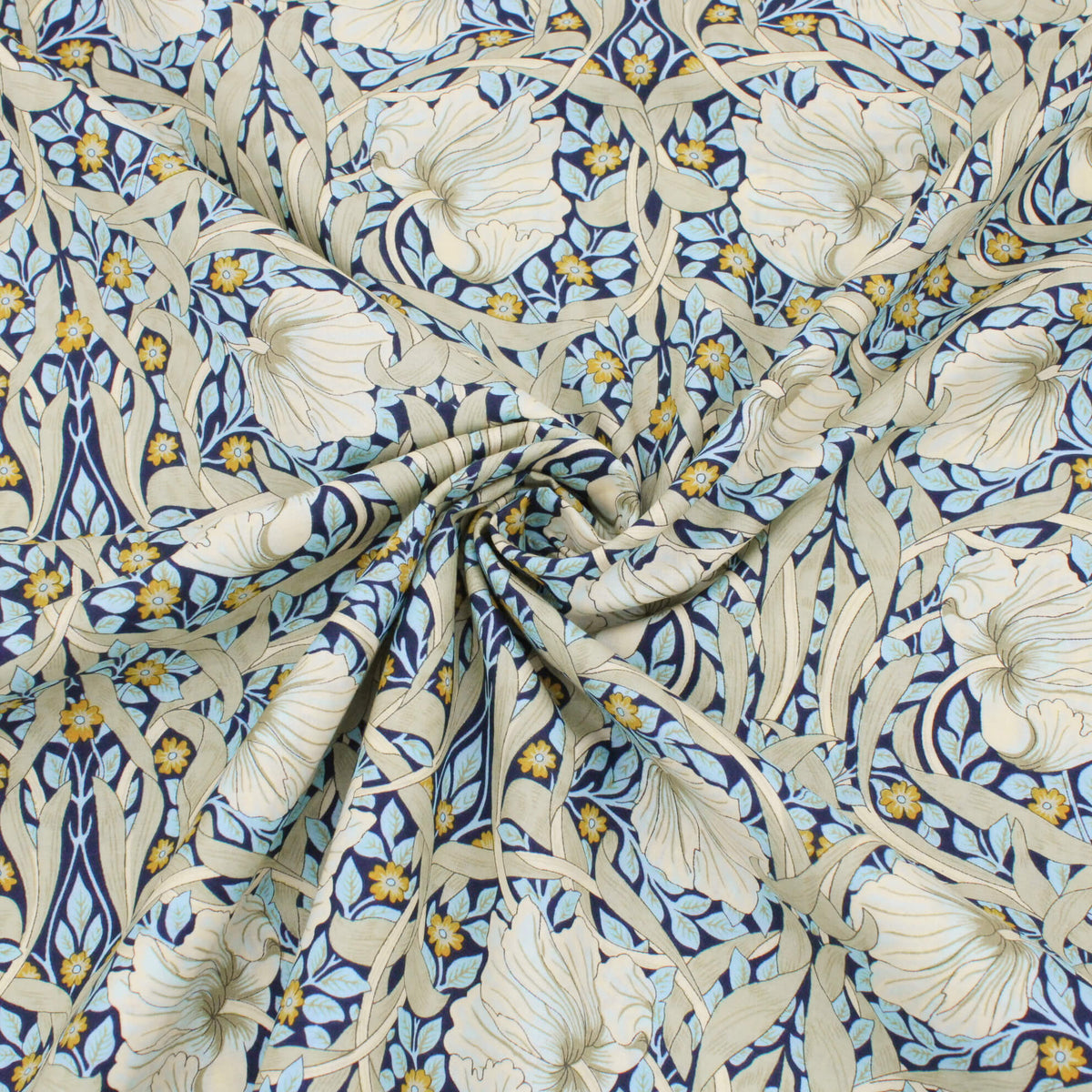 William Morris Viscose Challis Dressmaking Fabric - Pimpernel Sage Willow
