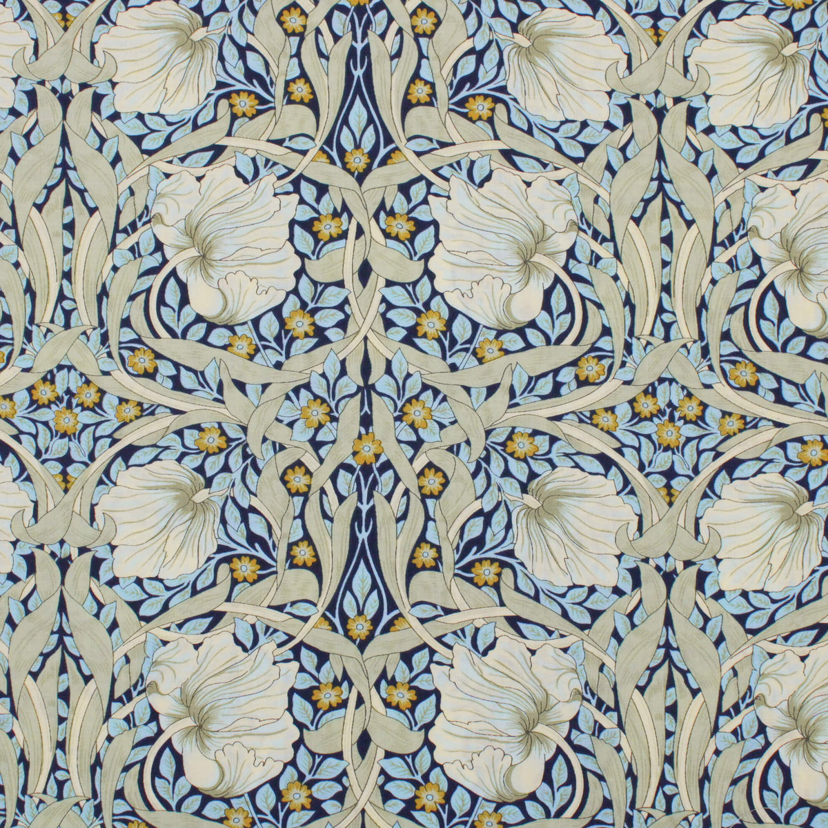 William Morris Viscose Challis Dressmaking Fabric - Pimpernel Sage Willow