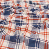 Wisteria Cotton Flannel Yard Dyed Brushed Checked Dressmaking Fabric - Navy Brique
