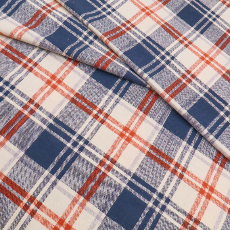 Wisteria Cotton Flannel Yard Dyed Brushed Checked Dressmaking Fabric - Navy Brique