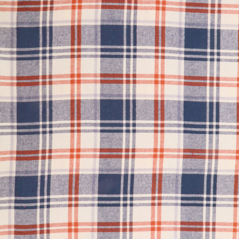 Wisteria Cotton Flannel Yard Dyed Brushed Checked Dressmaking Fabric - Navy Brique