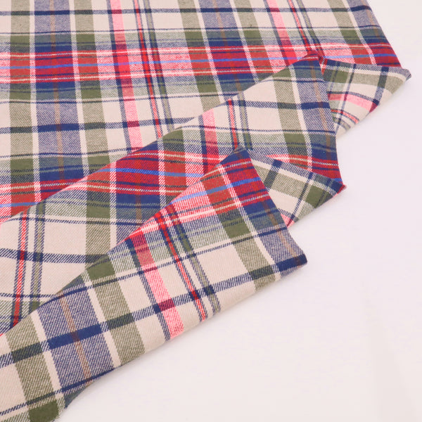 Wisteria Cotton Flannel Yard Dyed Brushed Checked Dressmaking Fabric - Red Olive