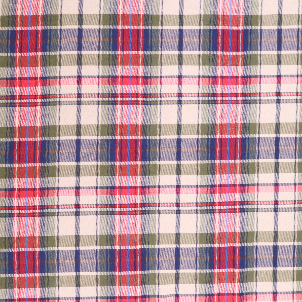 Wisteria Cotton Flannel Yard Dyed Brushed Checked Dressmaking Fabric - Red Olive