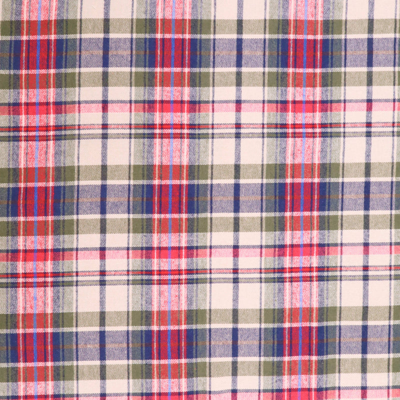 Wisteria Cotton Flannel Yard Dyed Brushed Checked Dressmaking Fabric - Red Olive