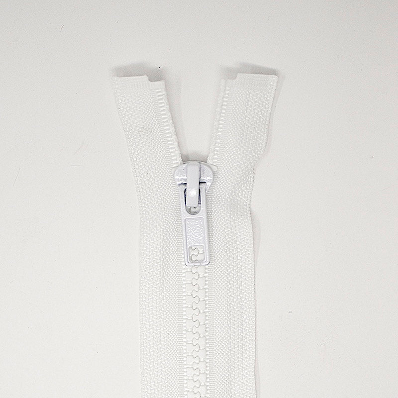 Delrin Chunky 12 Inch (30cm) Nylon Zipper Heavy-Duty Moulded Plastic Open-End Zip for Bags and Coats - White