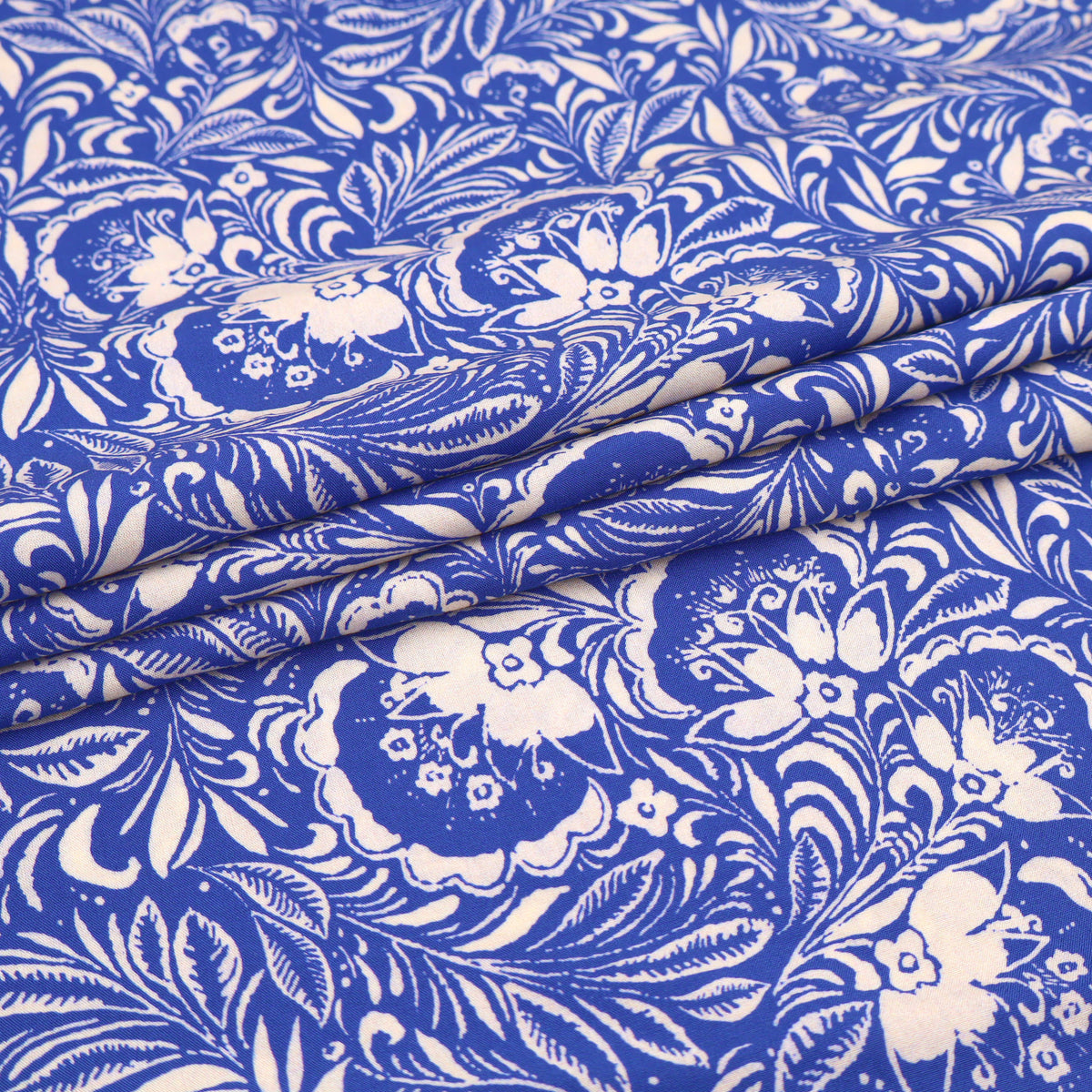 French Printed Viscose Dressmaking Fabric - Azure