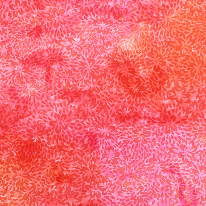 Batik Handcrafted Viscose Dressmaking Fabric - Red Flower