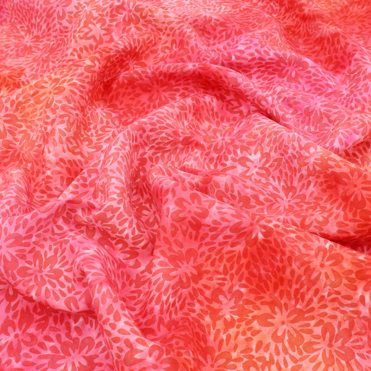 Batik Handcrafted Viscose Dressmaking Fabric - Red Flower