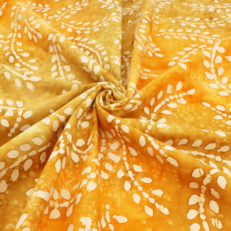 Batik Handcrafted Cotton Dressmaking Fabric - Ochre Stems