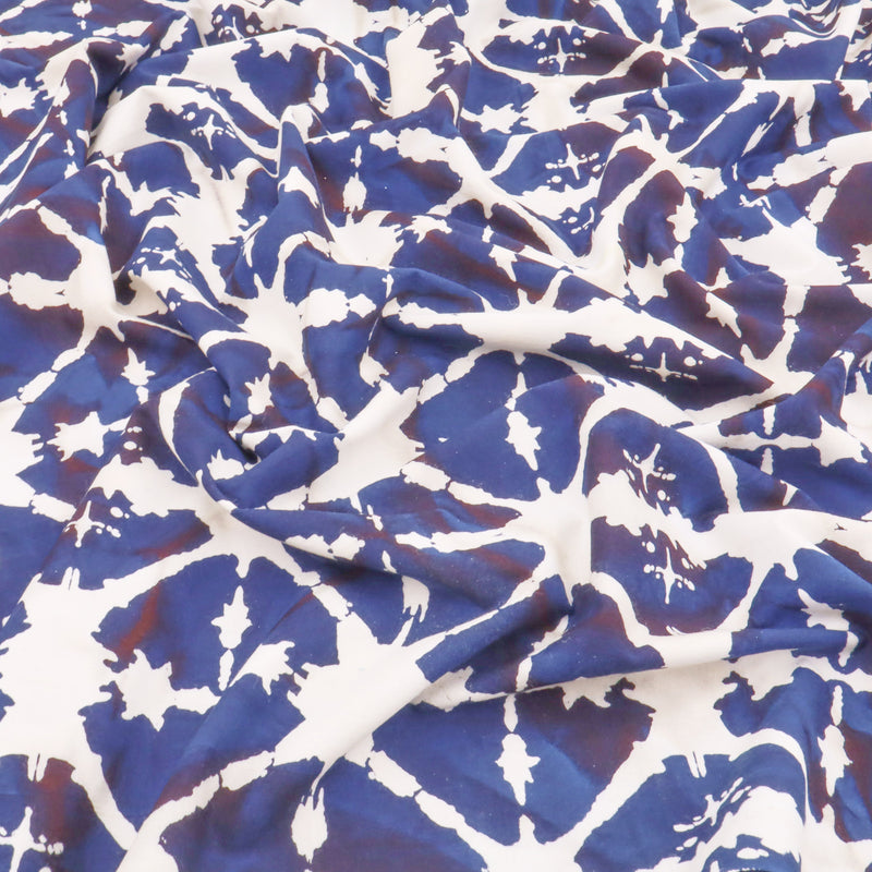 Batik Handcrafted Cotton Dressmaking Fabric - Navy Star