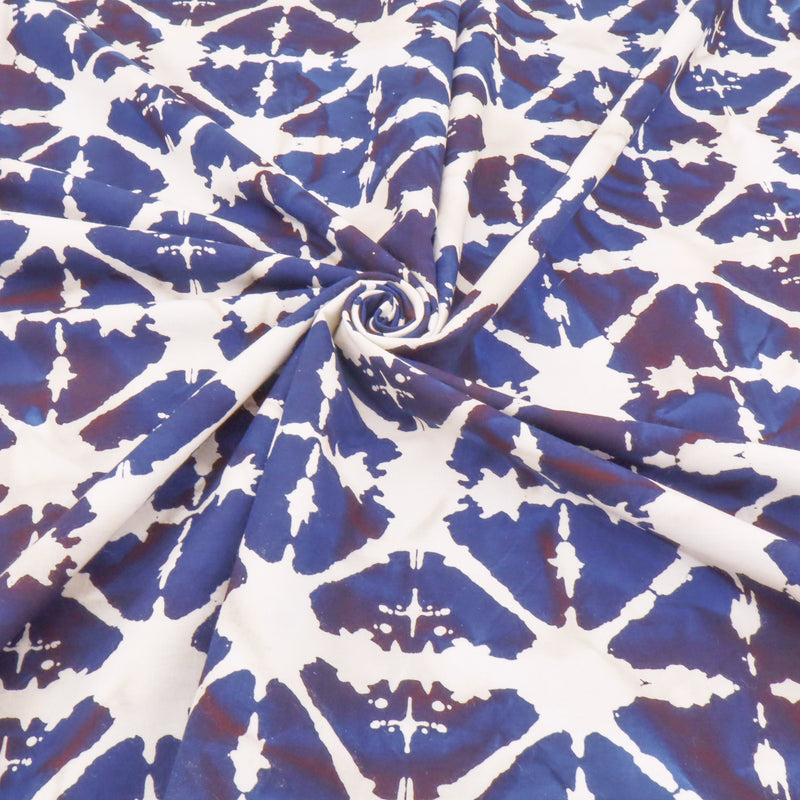 Batik Handcrafted Cotton Dressmaking Fabric - Navy Star