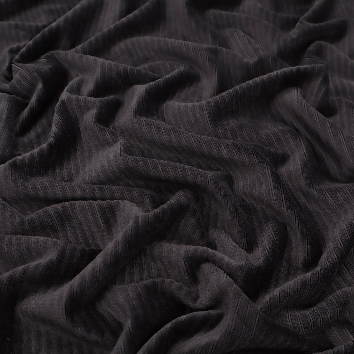 Jersey Corduroy Soft Stretch Knit Dressmaking Fabric - Black