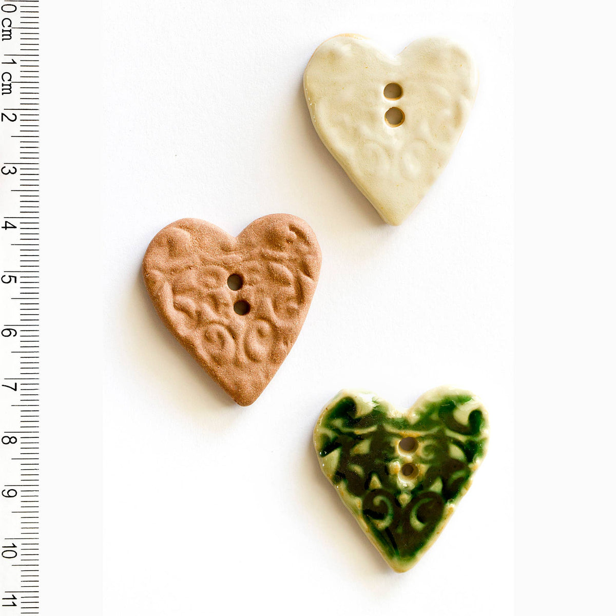 Handmade Sewing Buttons - Heart Buttons