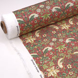 William Morris Panama Fabric | 100% Cotton for Upholstery, Curtains & Crafts - Strawberry Thief Crimson