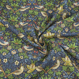 William Morris Panama Fabric | 100% Cotton for Upholstery, Curtains & Crafts - Strawberry Thief Navy